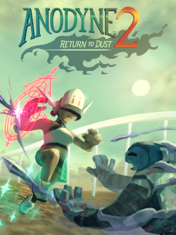 The cover art for Anodyne 2 : Return to Dust featuring the protagonist about to dive into one of the characters