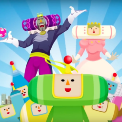 Art of the prince, from Katamari Damacy, his cousins, and his parents, the King and Queen of all cosmos